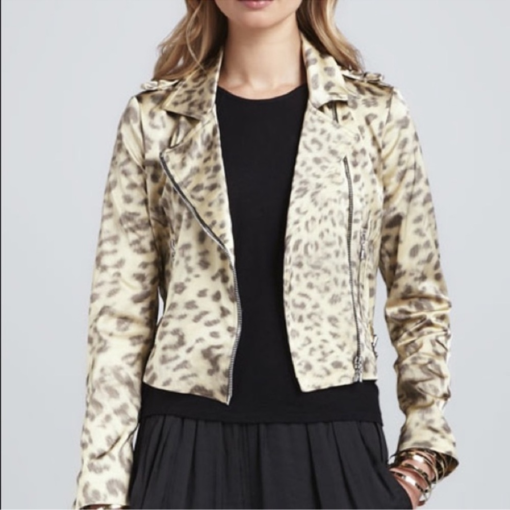 Alexis Leopard Print Tyler Moto Jacket size S EUC